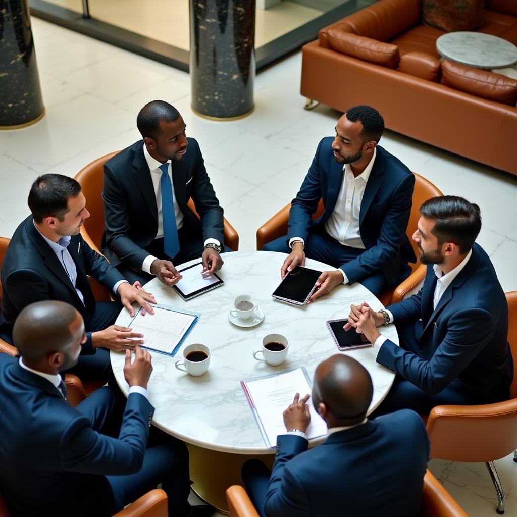 Diverse group of professionals engaged in collaborative learning